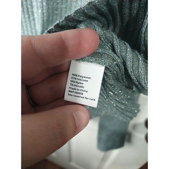 Nine West Sweater Womens XXL Gray Glitter Crew Neck Knit Long Sleeve Office/Part - Picture 7 of 9